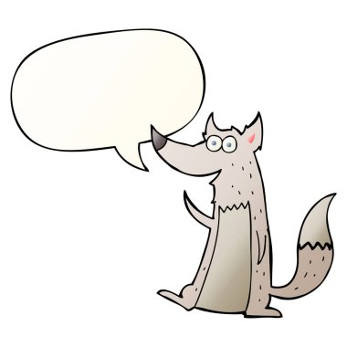 düzgün degrade tarzında karikatür kurt ve konuşma balonu