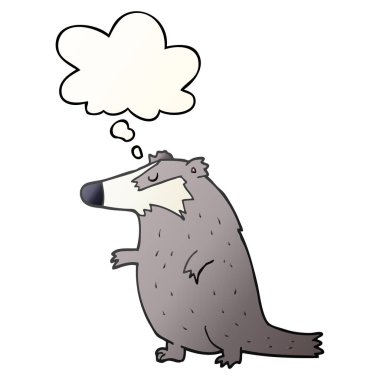 çizgi film porsuğu ve pürüzsüz degrade tarzında düşünce balonu