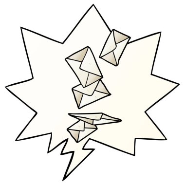 çizgi film zarfları düşen ve konuşma balonu düzgün degrade s