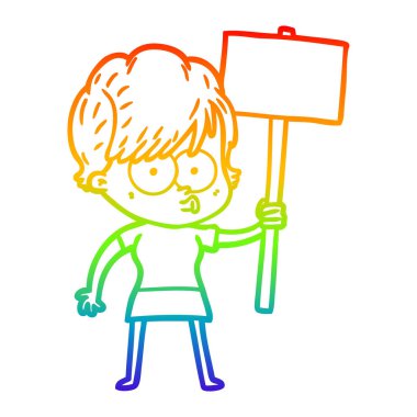 gökkuşağı degrade çizgi çizim karikatür kadın