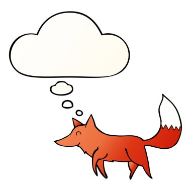 çizgi film kurt ve pürüzsüz degrade tarzında düşünce balonu