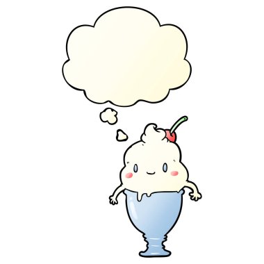 sevimli karikatür dondurma ve pürüzsüz degrade sty düşünce balonu