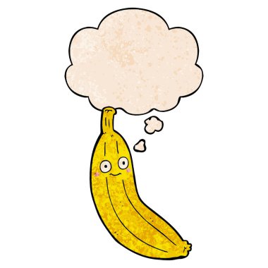 karikatür muz ve grunge doku desen stil düşünce balonu