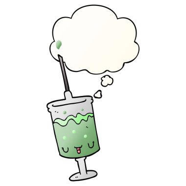 karikatür şırınga ve pürüzsüz degrade tarzında düşünce balonu