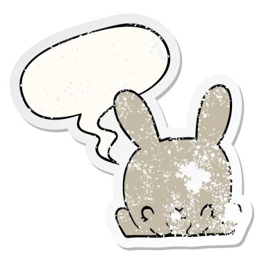 karikatür tavşan ve konuşma kabarcık sıkıntılı Sticker