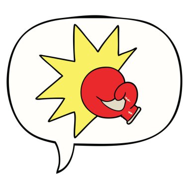 boks eldiven karikatür ve konuşma balonu