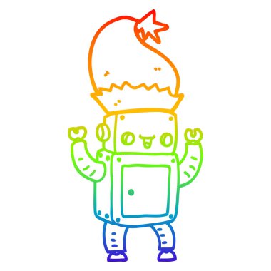 gökkuşağı gradyan çizgi çizim karikatür noel robot