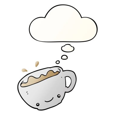 pürüzsüz degrade stil kahve ve düşünce balonu karikatür fincan