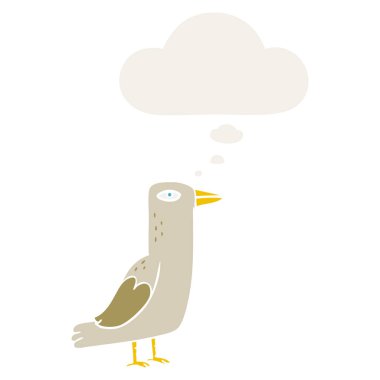 retro tarzında karikatür kuş ve düşünce balonu