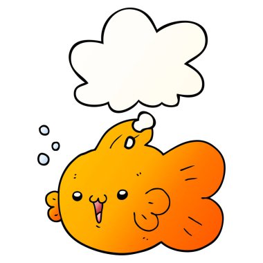 çizgi film balık ve pürüzsüz degrade tarzında düşünce balonu