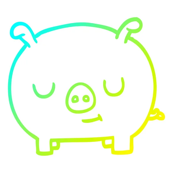 Κρύα γραμμή διαβάθμισης σχέδιο καρτούν χαρούμενο γουρούνι — Διανυσματικό Αρχείο