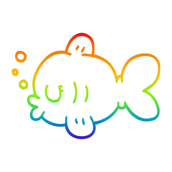 Gradientlinje med regnbuetegning som trekker tegnefilm svømming – stockvektor