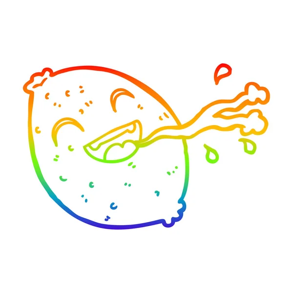 Arco iris gradiente línea dibujo dibujos animados chorros limón — Vector de stock