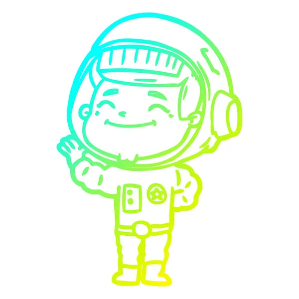 Холодная градиентная линия рисунок счастливый астронавт мультфильма — стоковый вектор