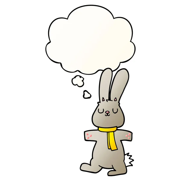 Cartoon-Kaninchen und Gedankenblase im sanften Gradientenstil — Stockvektor