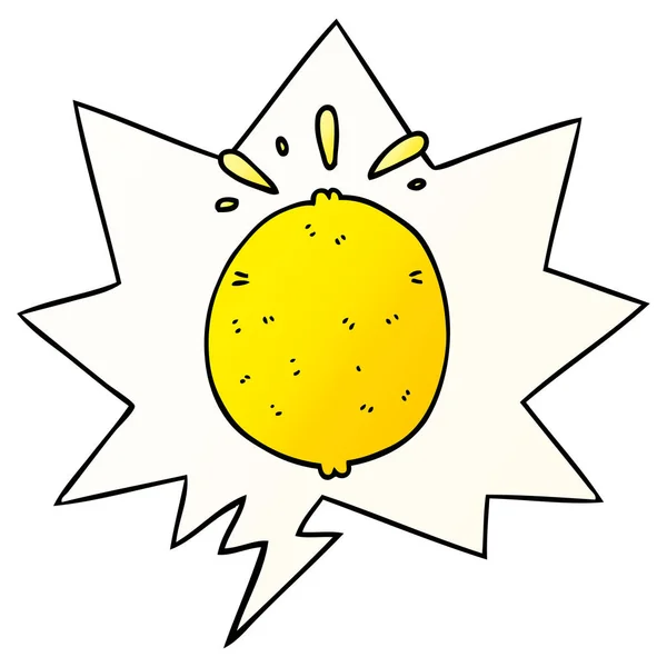 Karikatur Zitrone und Sprechblase im sanften Gradienten-Stil — Stockvektor