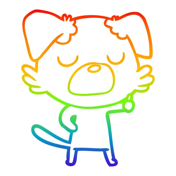 Arco iris gradiente línea dibujo dibujos animados perro — Vector de stock