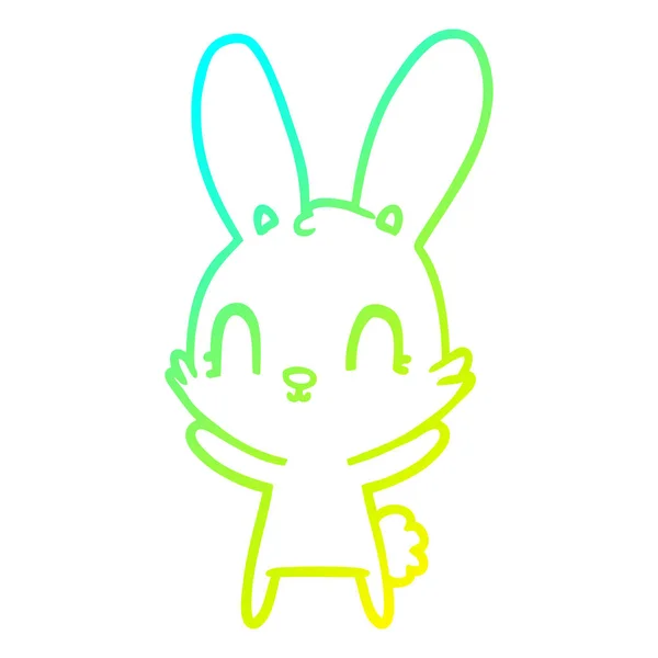 Linea gradiente freddo disegno carino coniglio cartone animato — Vettoriale Stock