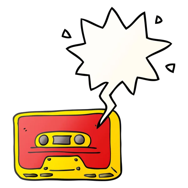 Cartoon alte Tonbandkassette und Sprechblase in sanftem Verlauf — Stockvektor