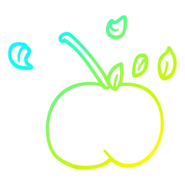 Cold gradient line drawing cartoon juicy apple — Stock Vector
