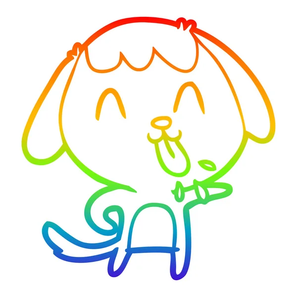 Arco iris gradiente línea dibujo lindo dibujos animados perro — Vector de stock