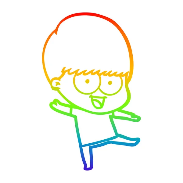 Arco iris gradiente línea dibujo feliz dibujos animados chico — Vector de stock