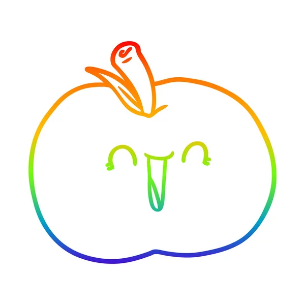 Ουράνιο τόξο γραμμή διαβάθμισης σχέδιο καρτούν γέλιο μήλο — Διανυσματικό Αρχείο
