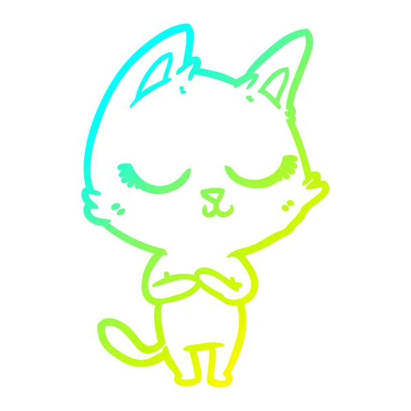 Hideg színátmenet vonal rajz nyugodt rajzfilm macska — Stock Vector
