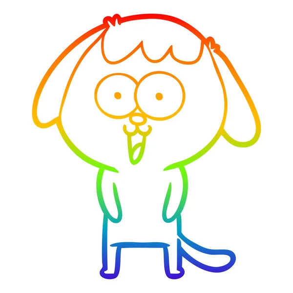 Arco iris gradiente línea dibujo lindo dibujos animados perro — Archivo Imágenes Vectoriales