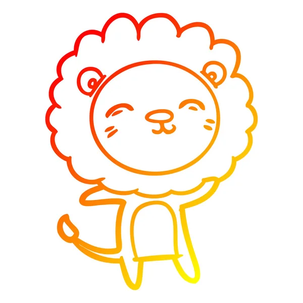 Linea gradiente caldo disegno cartone animato leone — Vettoriale Stock