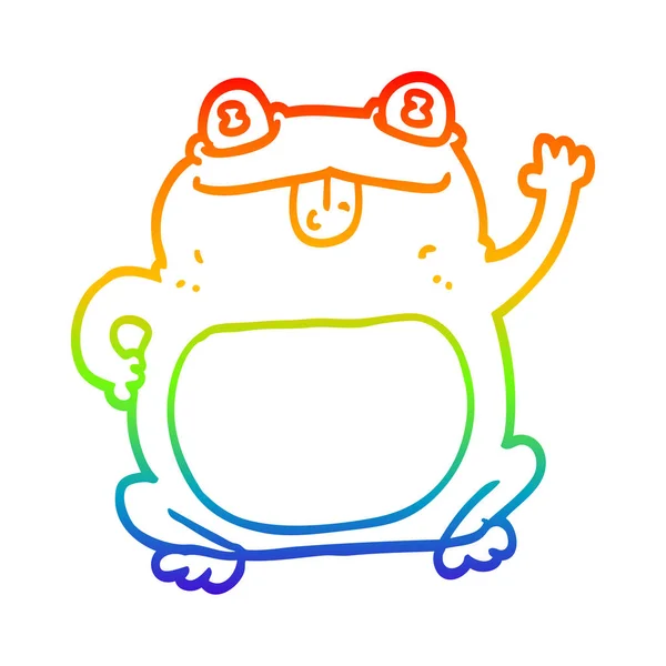 Regenbogen-Gradientenlinie Zeichnung Cartoon-Frosch — Stockvektor