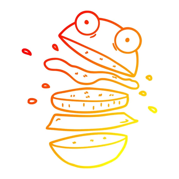Chaud gradient ligne dessin dessin animé hamburger incroyable — Image vectorielle