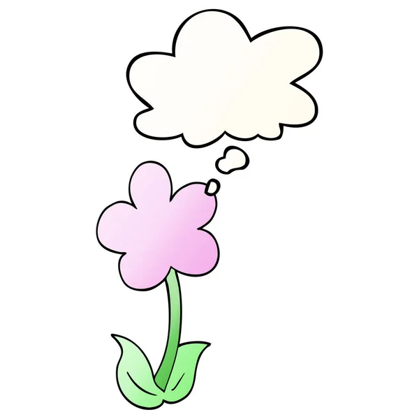 Niedliche Cartoon-Blume und Gedankenblase im sanften Gradienten-Stil — Stockvektor