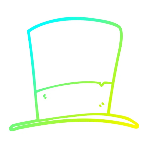 Línea de gradiente frío dibujo dibujos animados sombrero de copa — Archivo Imágenes Vectoriales