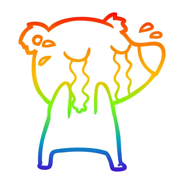 虹のグラデーションライン描画漫画泣くホッキョクグマ — ストックベクタ