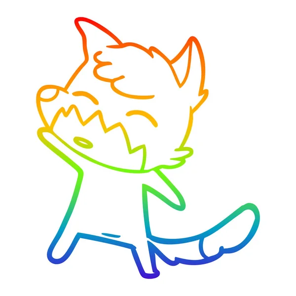 Regenbogen-Gradienten-Linie Zeichnung Cartoon Fox — Stockvektor