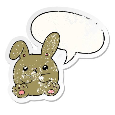 karikatür tavşan ve konuşma kabarcık sıkıntılı Sticker