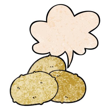retro doku tarzında karikatür patates ve konuşma balonu
