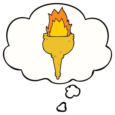 karikatür yanan meşale ve düşünce balonu