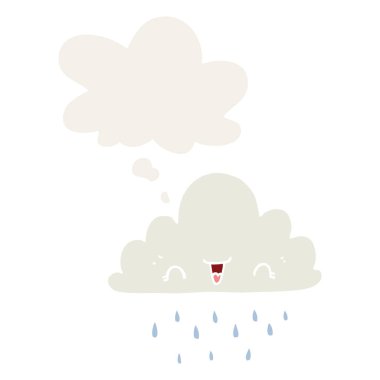 karikatür fırtına bulut ve retro tarzında düşünce balonu