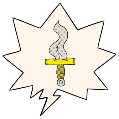 çizgi roman tarzında karikatür hançer ve konuşma balonu