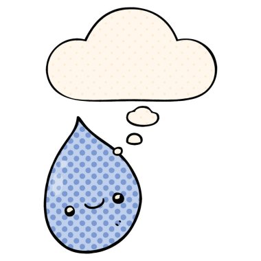 çizgi film yağmur damlası ve çizgi roman tarzında düşünce balonu