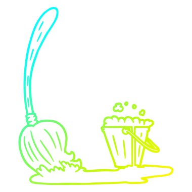 soğuk degrade çizgi çizim karikatür paspas ve kova