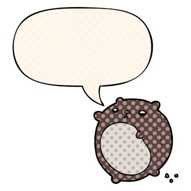 çizgi roman tarzında çizgi film ayısı ve konuşma balonu