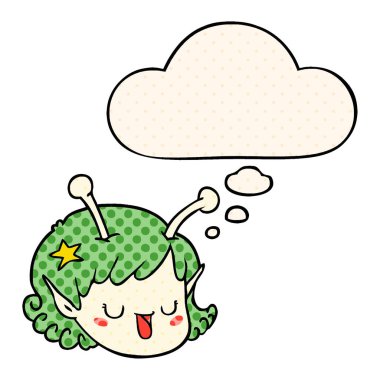 çizgi film yabancı uzay kız yüz ve çizgi roman s düşünce balonu