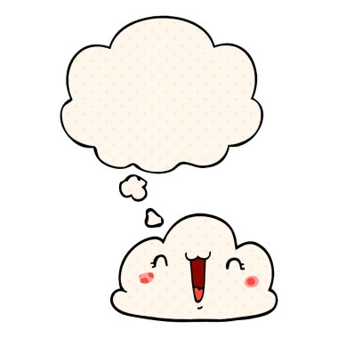 sevimli karikatür bulut ve çizgi roman tarzında düşünce balonu
