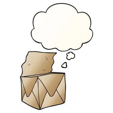 karikatür paketi ve pürüzsüz degrade tarzında düşünce balonu