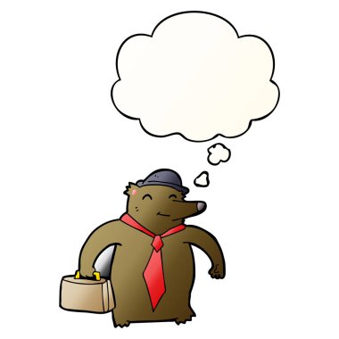 karikatür iş ayı ve pürüzsüz degrade stil düşünce balonu