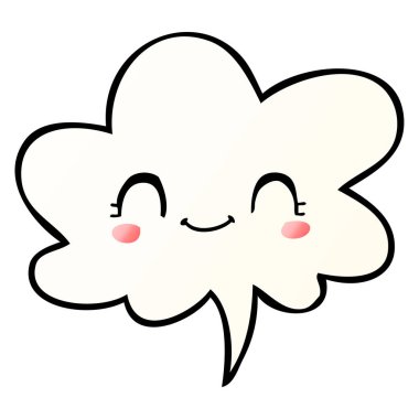 pürüzsüz degrade tarzında sevimli karikatür yüz ve konuşma balonu