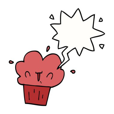 karikatür cupcake ve konuşma balonu